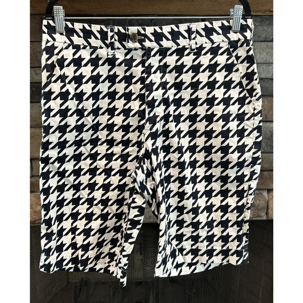 Men’s LOUDMOUTH Black/White Houndstooth Golf Shorts Size 34 *A3